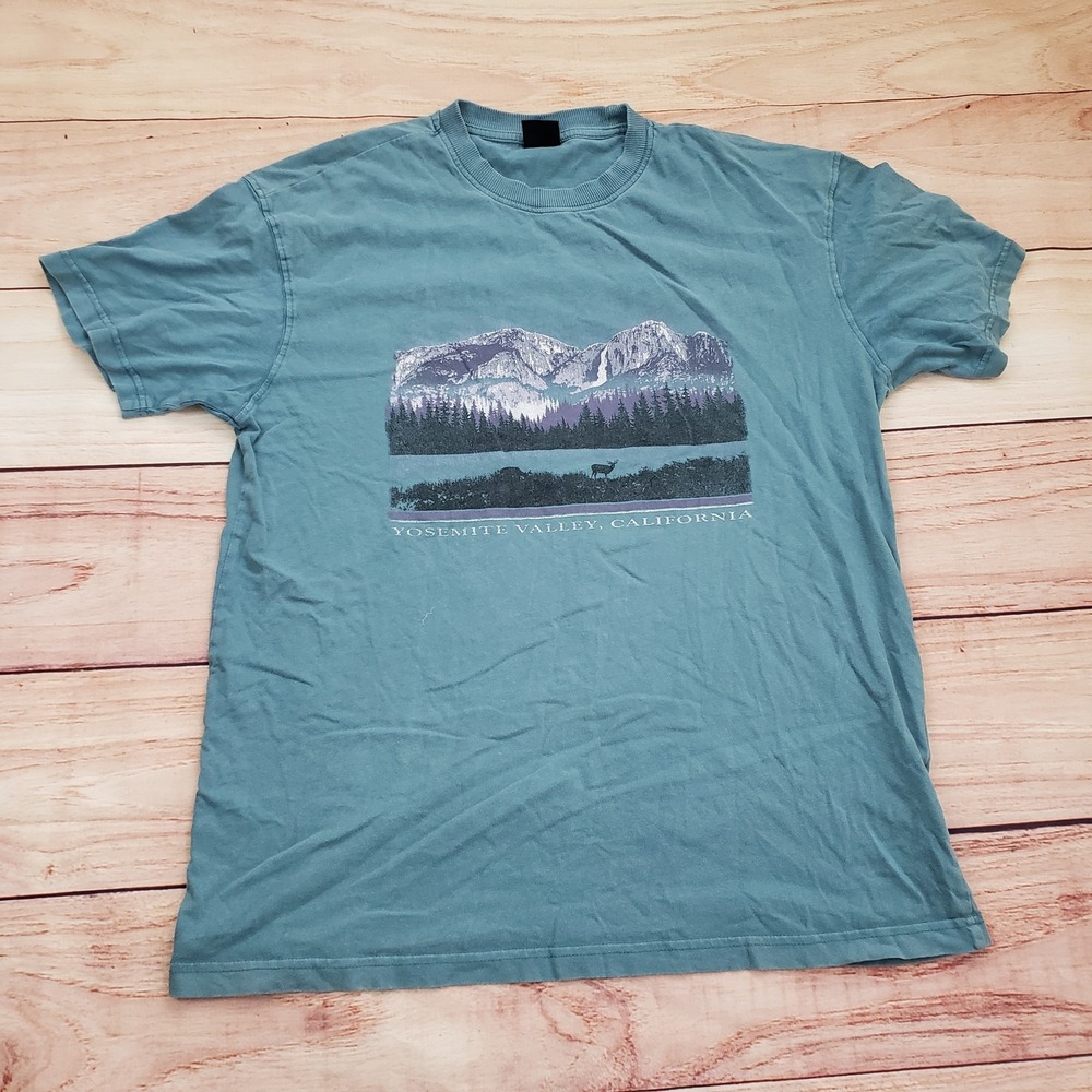 T-Bar Cotton On Shirt Mens Medium Blue Yosemite Valley California Graphic Tee